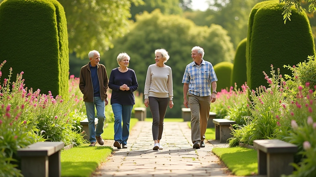 Heritage garden tour with senior visitors