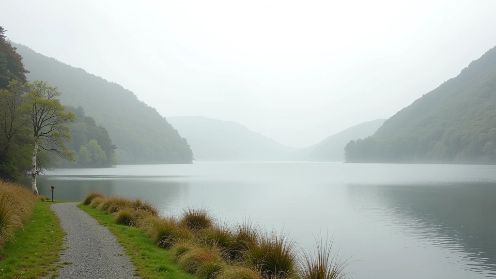 Scenic Lough Derg shoreline with green hills and water